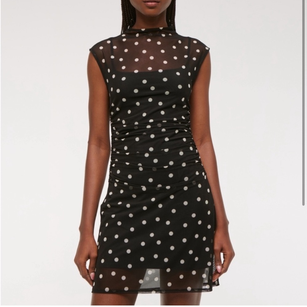Abercrombie & Fitch Paloma Mesh Polka Dot Mini Dress